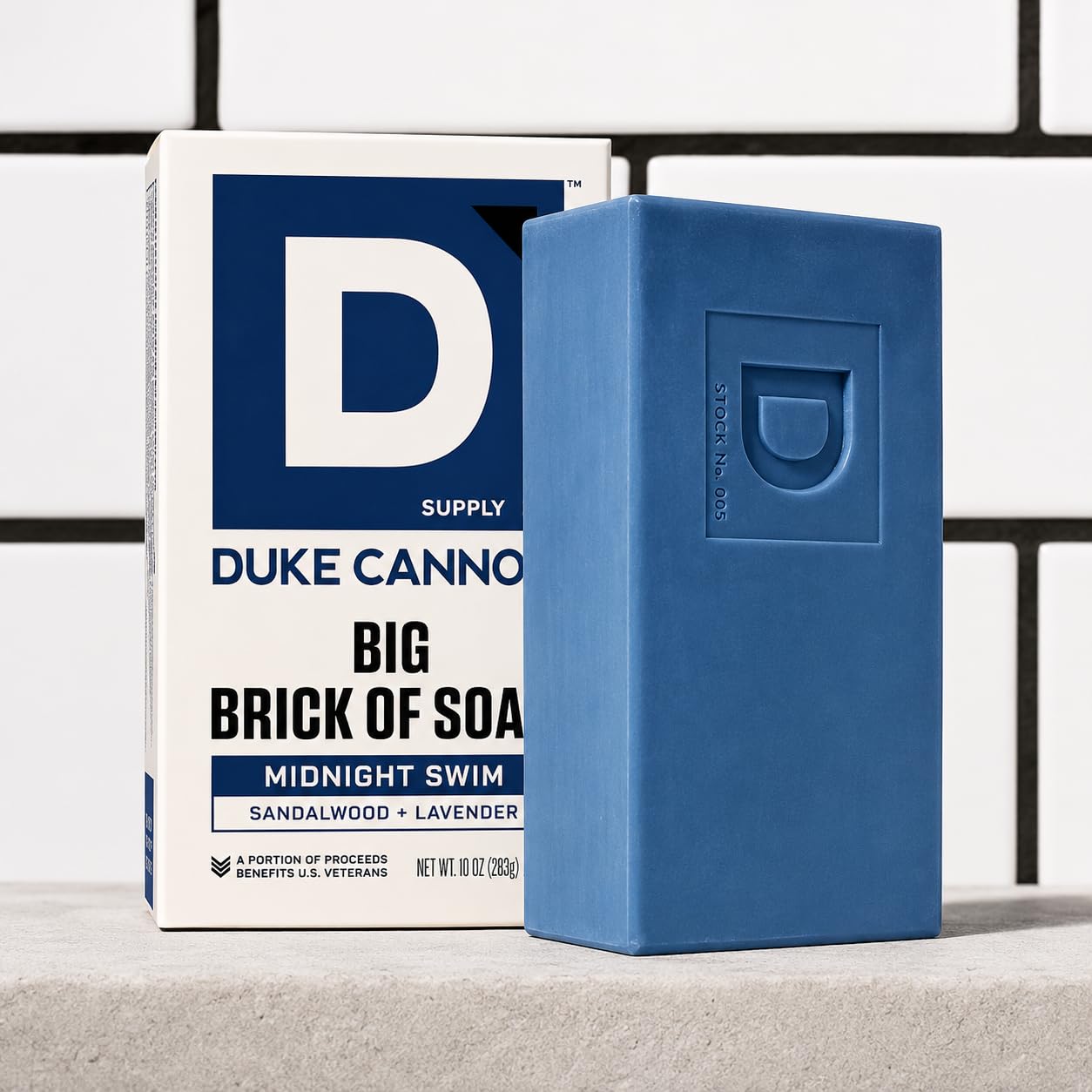 Duke Cannon Big Brick of Soap – Sandalwood + Lavender Scent – Large Triple-Milled Bar Soap for Men, Long-Lasting, Moisturizing with Natural Oils, Supports U.S. Veterans, Midnight Swim (10 oz.)