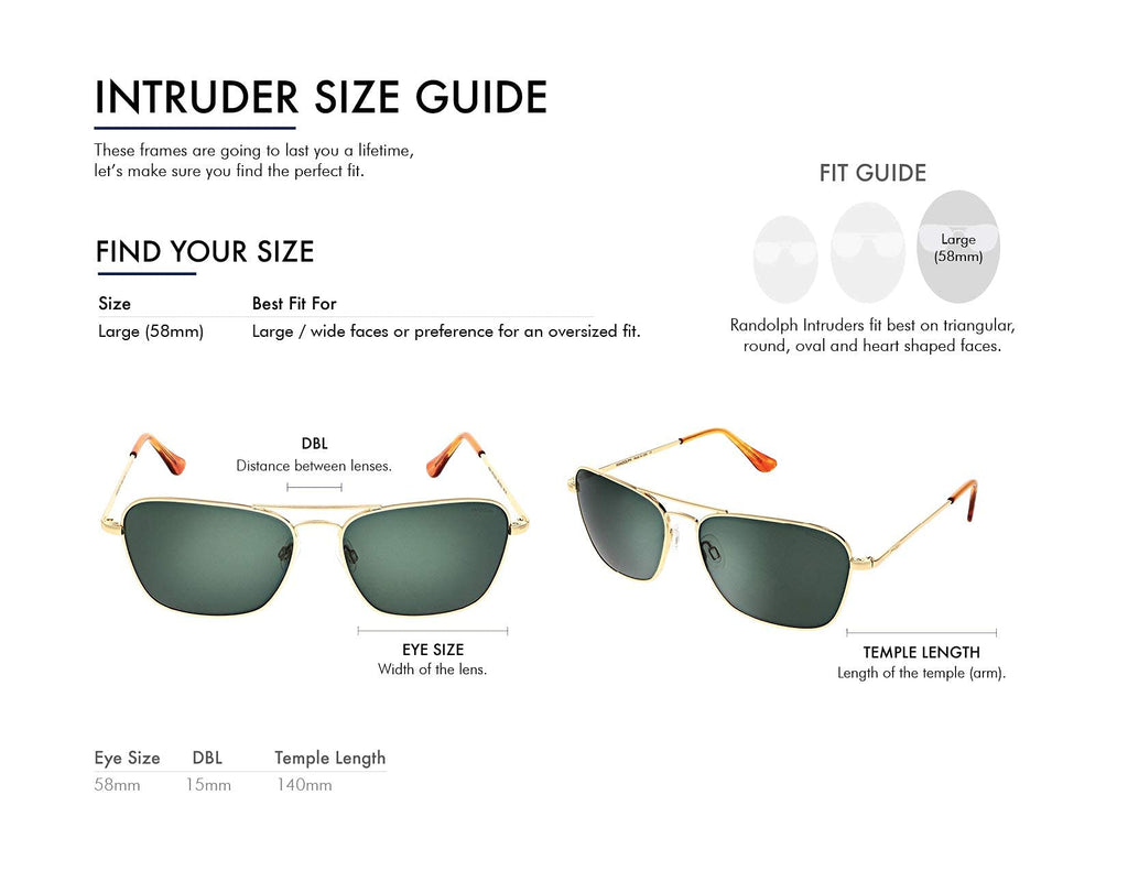 Randolph Eyewear Intruder Aviator Sunglasses for Men and Women – Aviator Glasses Non-Polarized and 23k Gold Frame, UV Protection Sunglasses (Agx Green, 58mm)