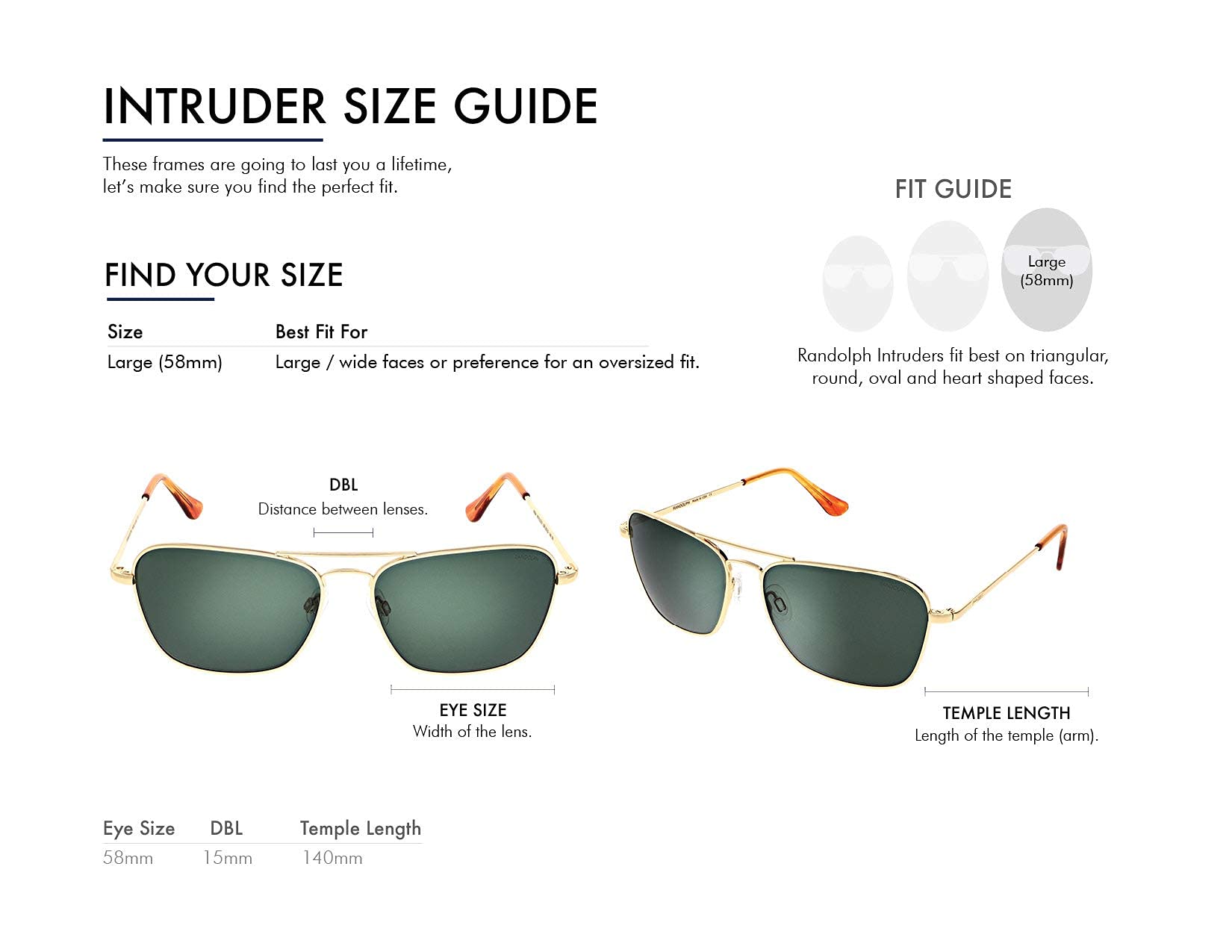 Randolph Eyewear Intruder Aviator Sunglasses for Men and Women – Aviator Glasses Non-Polarized and 23k Gold Frame, UV Protection Sunglasses (Agx Green, 58mm)