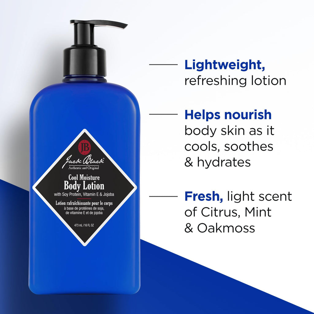 Jack Black Cool Moisture Body Lotion - Mens Lotion for Dry Skin, Mens Body Lotion, 16 Fl Oz
