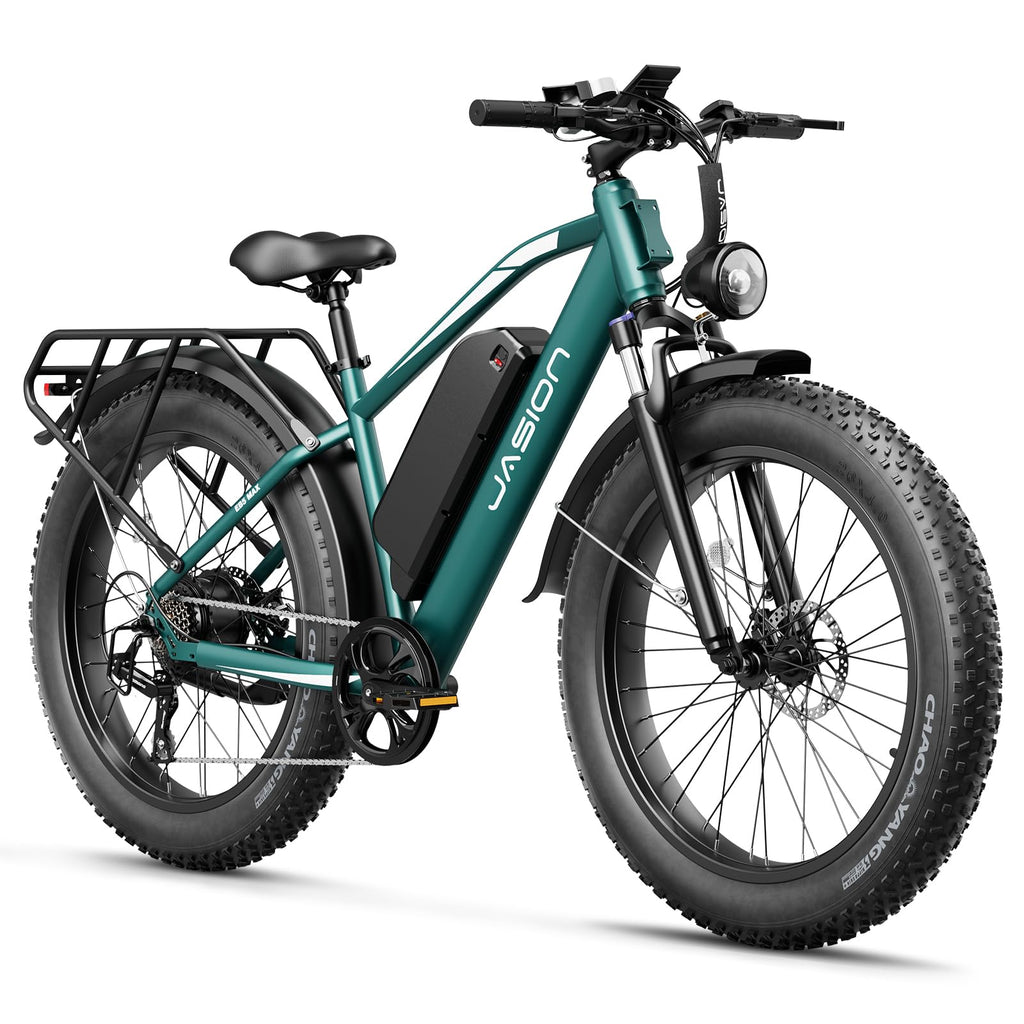 Jasion EB5 MAX Electric Bike for Adults with 1500W Peak Motor, 48V 15Ah (720Wh) Battery Electric Mountain Bike, 26'' x 4'' Fat Tire Ebike, 28+MPH Speed, Cruise Control, with Fenders, Rear Rack