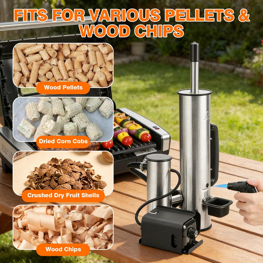 Cold Smoke Generator, Portable Electric BBQ Smoker with Air Pump, Smoke Tube for Pellet Smoker, Cold Smoking Accessory for Cheese, Salmon, Adjustable Smoke Volume, Fits for Grills & Smokers
