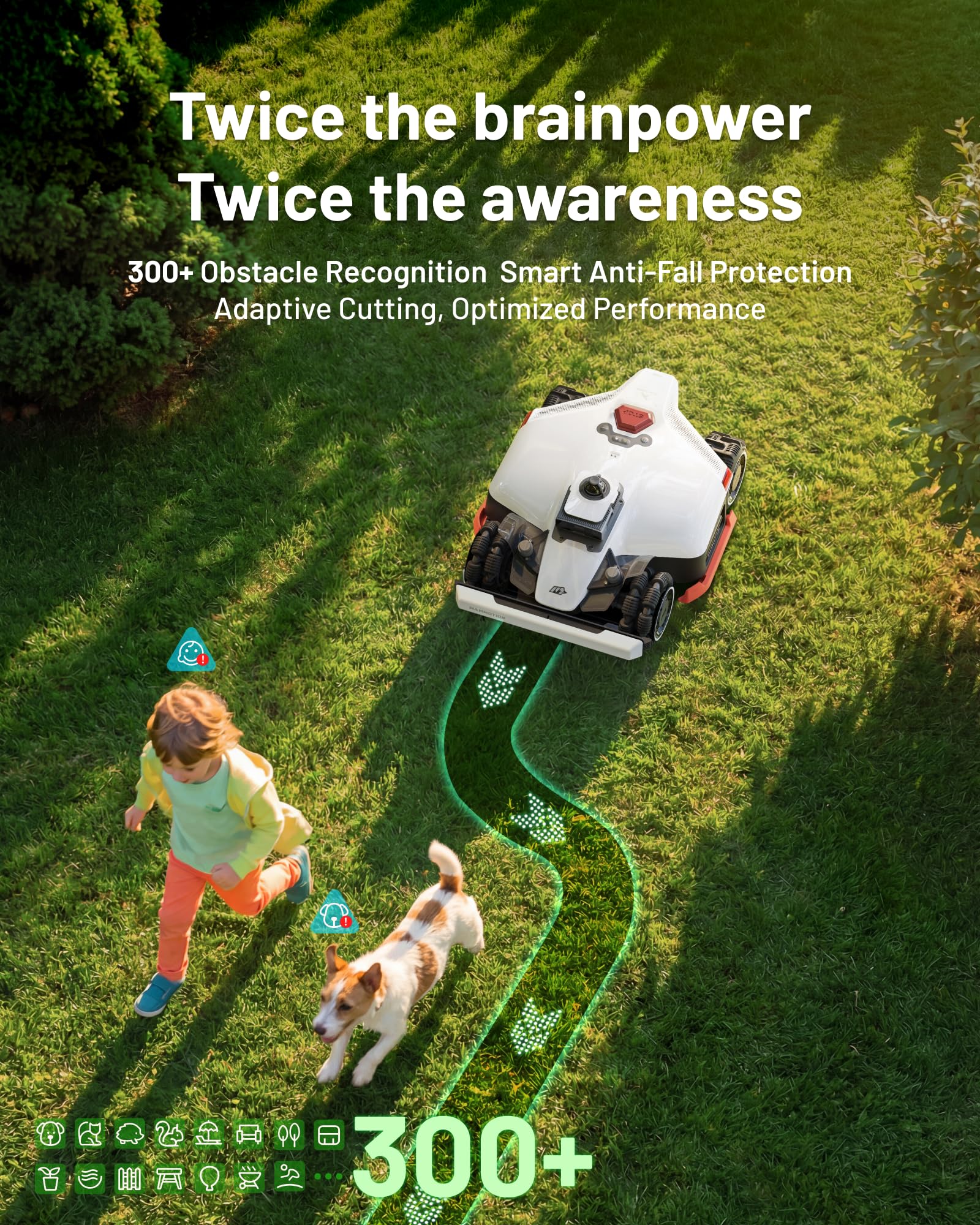 Mammotion LUBA 3 AWD 3000 Robot Lawn Mower with Garage (Ship Separately), 0.75 Acre, 360° LiDAR+NetRTK+AI Vision, All-Wheel-Drive for 80% Slopes, 30 Multi-Zone Management, Cutting Height 1.0"-2.7"