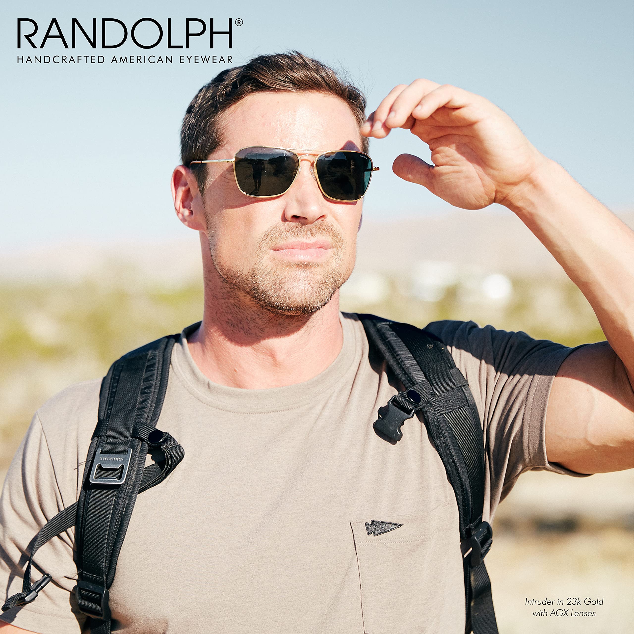 Randolph Eyewear Intruder Aviator Sunglasses for Men and Women – Aviator Glasses Non-Polarized and 23k Gold Frame, UV Protection Sunglasses (Agx Green, 58mm)